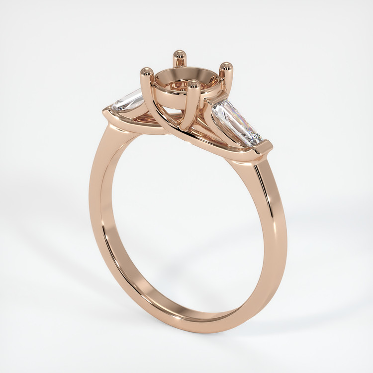 18K Rose Gold Three Stone Ring Setting