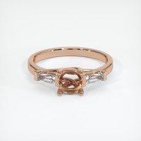 18K Rose Gold Three Stone Ring Setting Image