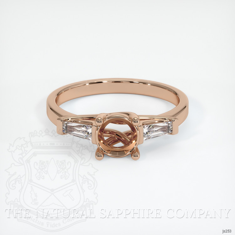 18K Rose Gold Three Stone Ring Setting