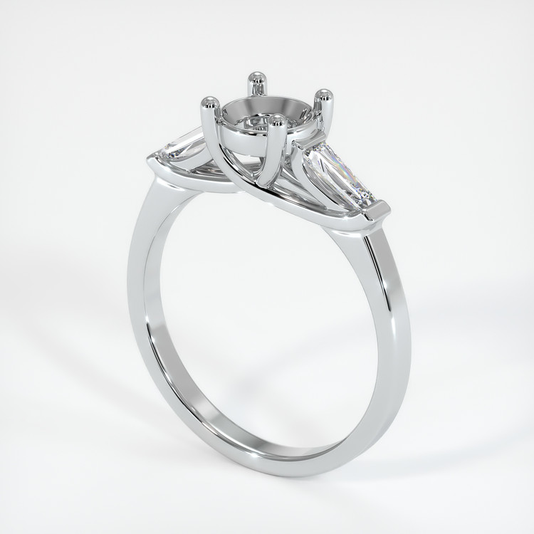 14K White Gold Three Stone Ring Setting
