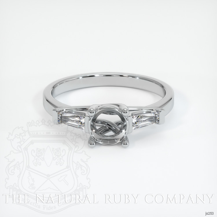 14K White Gold Three Stone Ring Setting