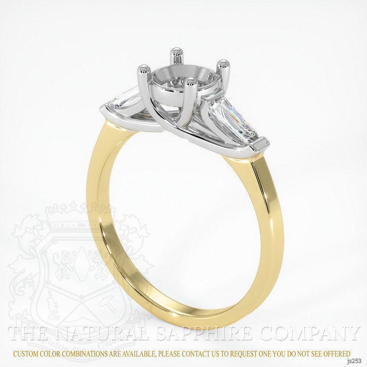 14K White & Yellow Three Stone Ring Setting