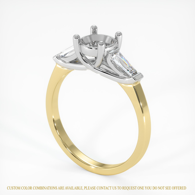 14K White & Yellow Three Stone Ring Setting