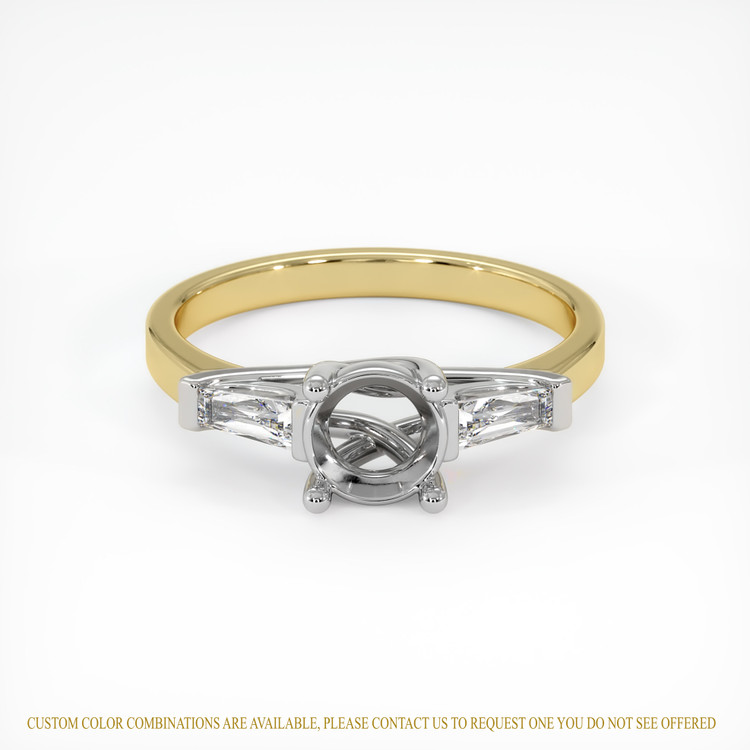 14K White & Yellow Three Stone Ring Setting