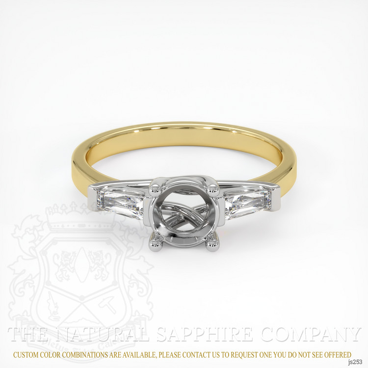 14K White & Yellow Three Stone Ring Setting