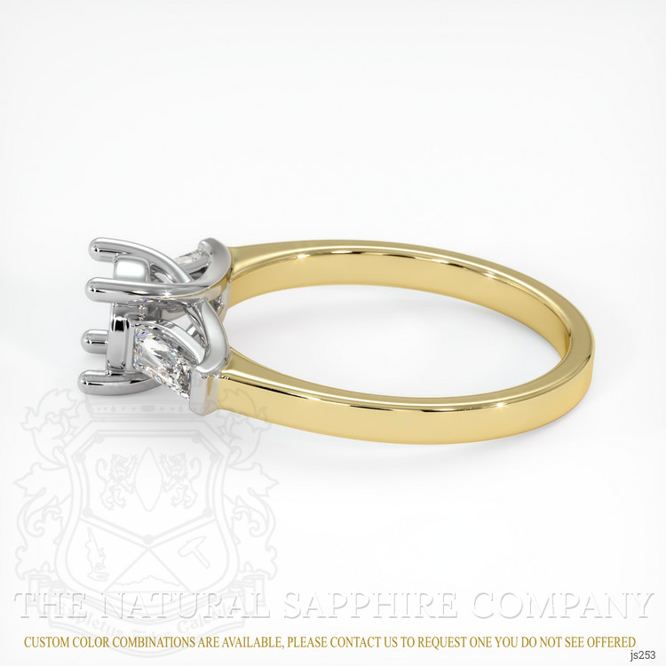 14K White & Yellow Three Stone Ring Setting