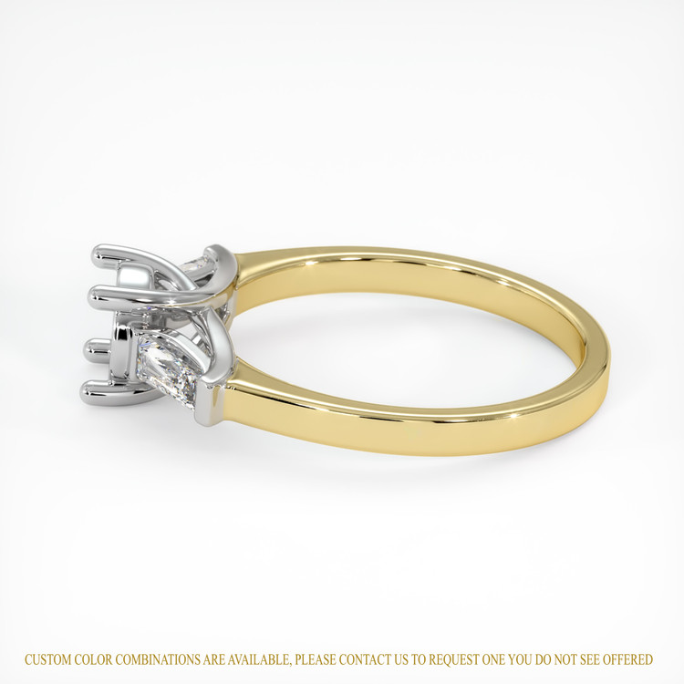 14K White & Yellow Three Stone Ring Setting