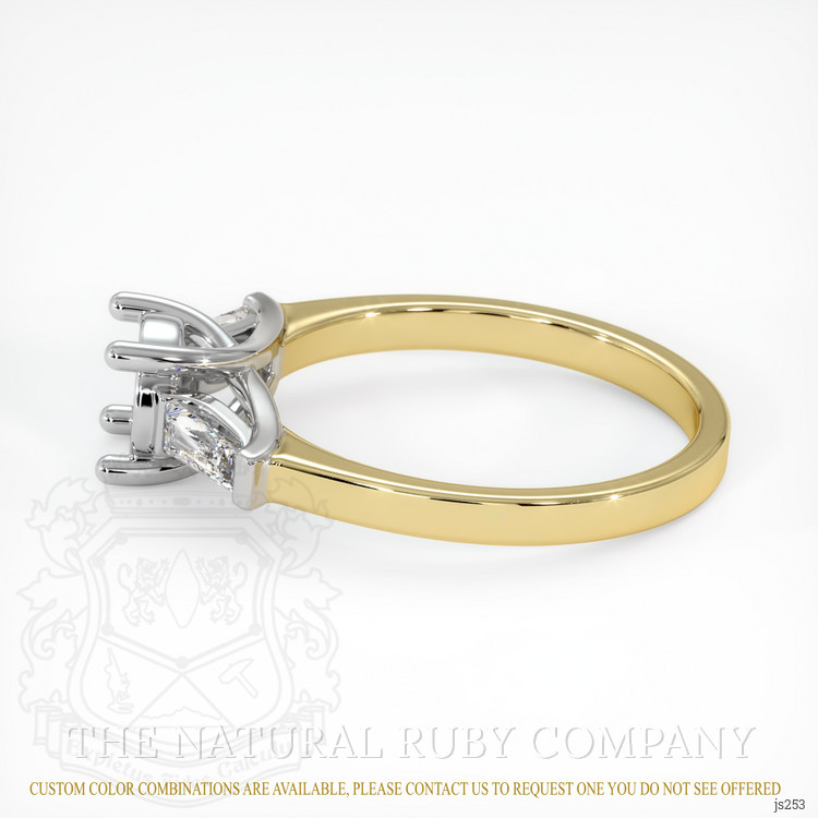 14K White & Yellow Three Stone Ring Setting