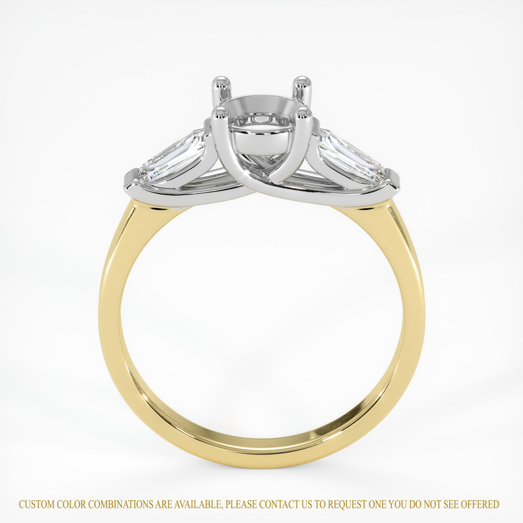 14K White & Yellow Three Stone Ring Setting