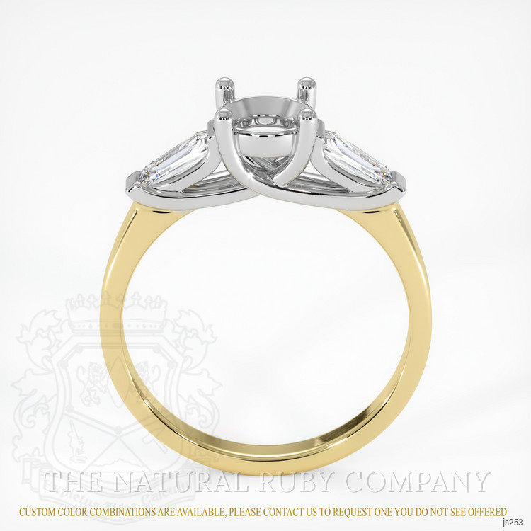 14K White & Yellow Three Stone Ring Setting