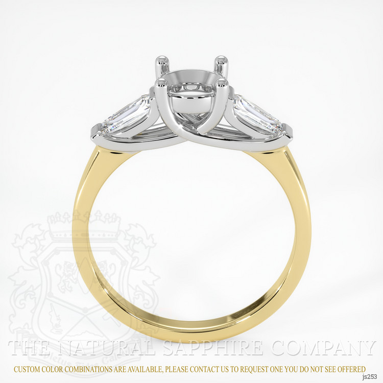 14K White & Yellow Three Stone Ring Setting