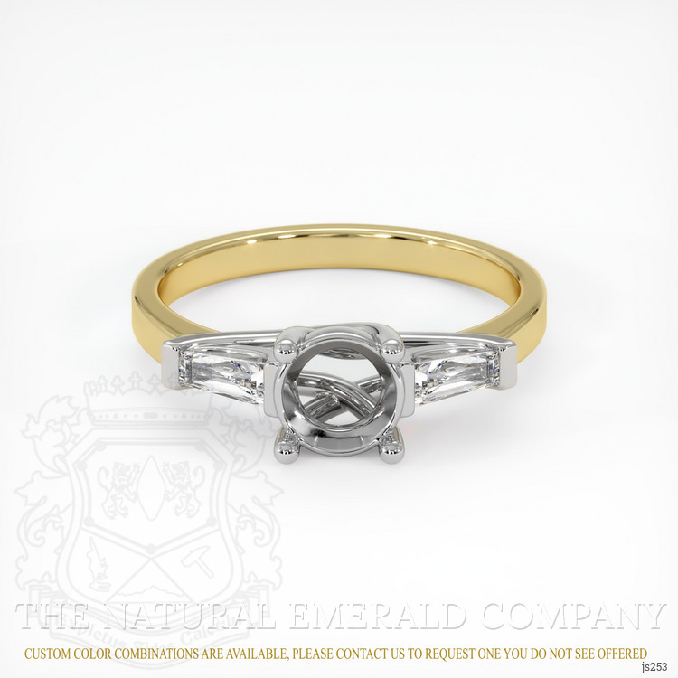 18K White & Yellow Three Stone Ring Setting