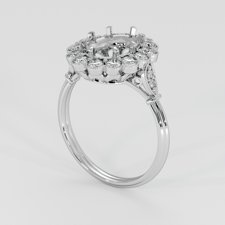 14K White Gold Antique Style Ring Setting