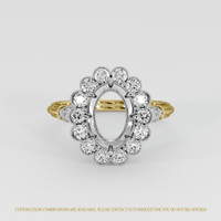14K White & Yellow Antique Style Ring Setting Image