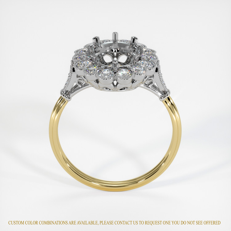 14K White & Yellow Antique Style Ring Setting