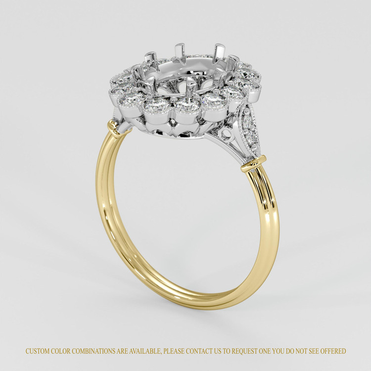 18K White & Yellow Antique Style Ring Setting