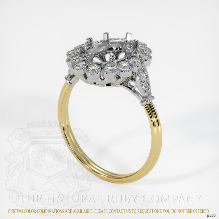 18K White & Yellow Antique Style Ring Setting