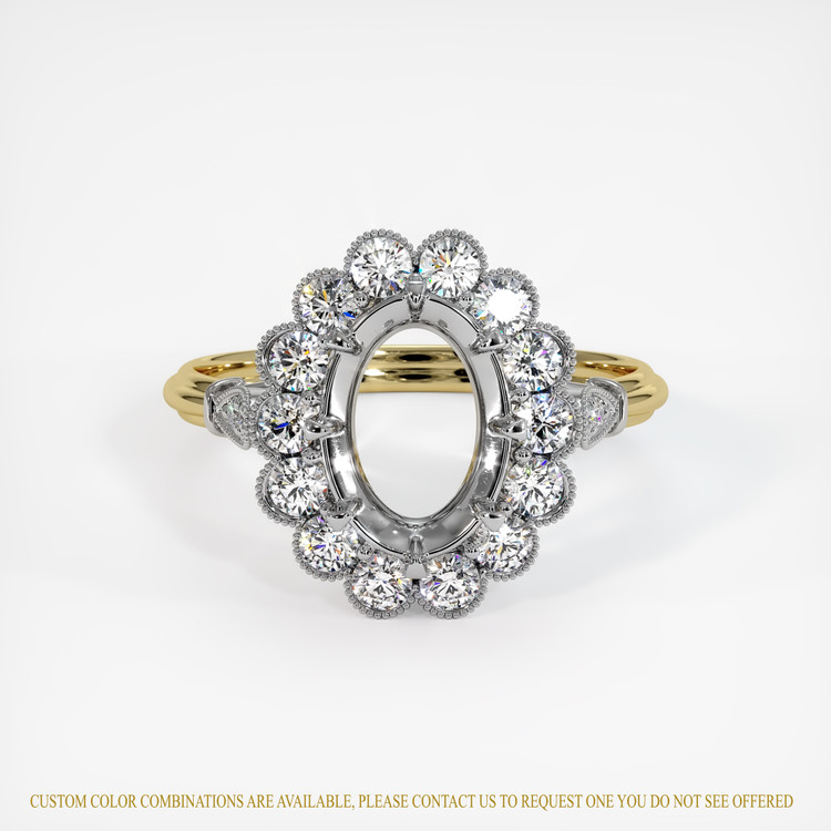 18K White & Yellow Antique Style Ring Setting