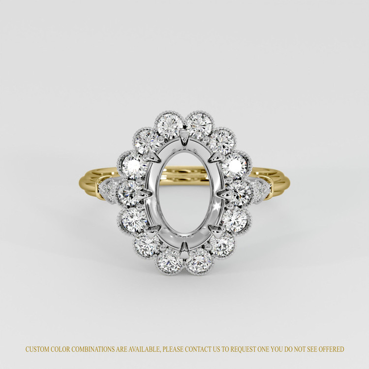 18K White & Yellow Antique Style Ring Setting