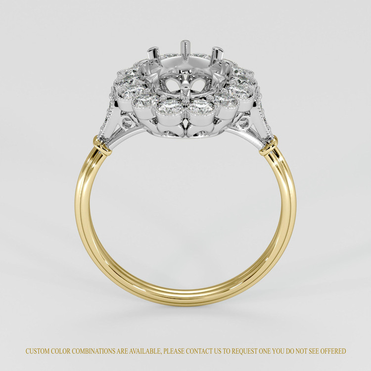 18K White & Yellow Antique Style Ring Setting