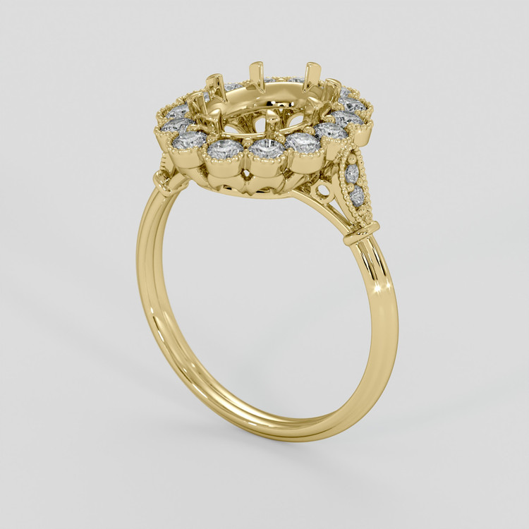 14K Yellow Gold Antique Style Ring Setting