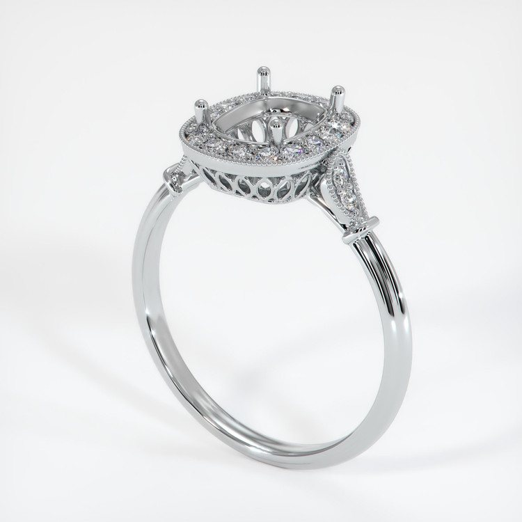 14K White Gold Antique Style Ring Setting