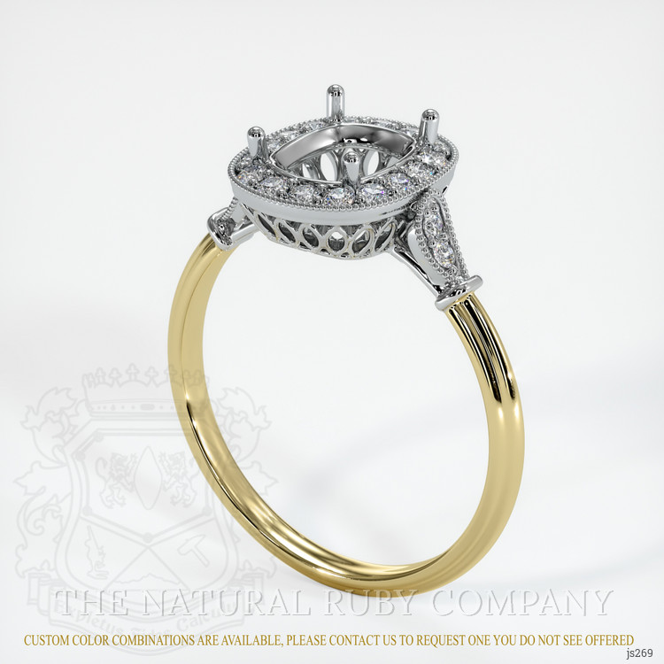 14K White & Yellow Antique Style Ring Setting