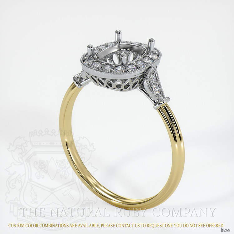 14K White & Yellow Antique Style Ring Setting