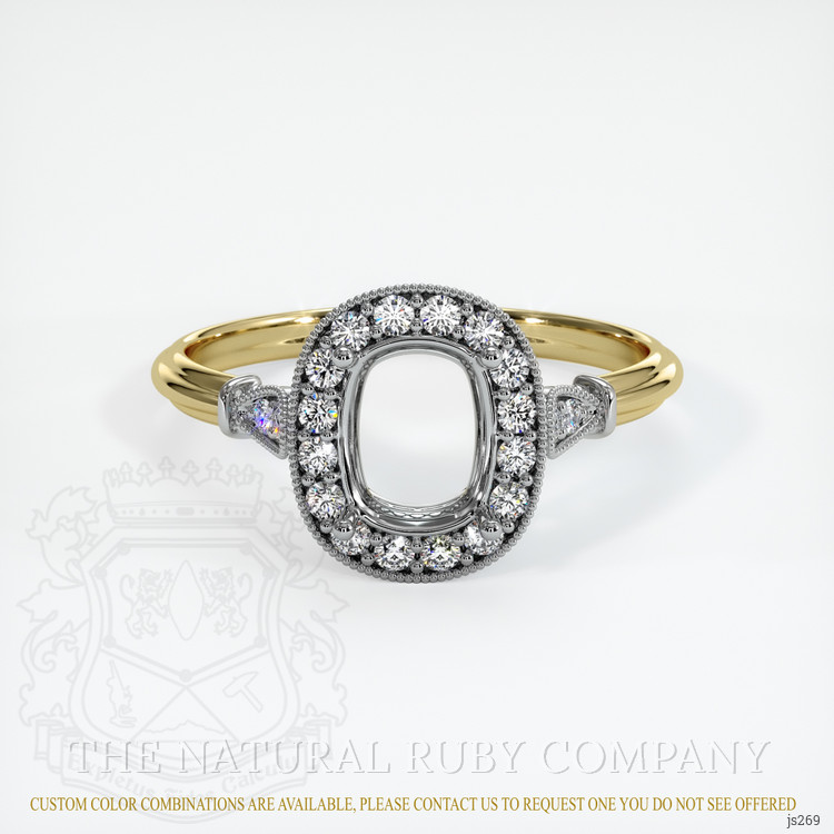 14K White & Yellow Antique Style Ring Setting