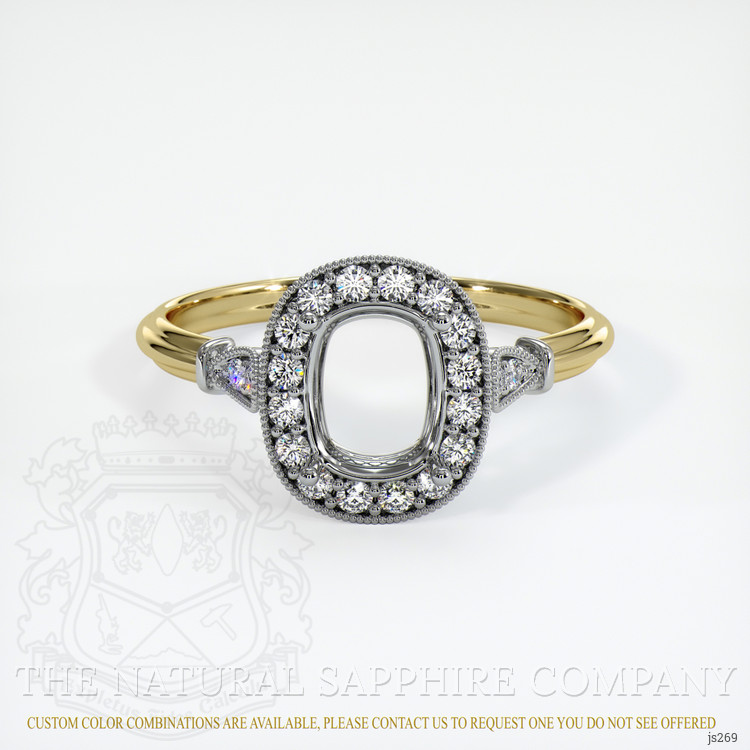 14K White & Yellow Antique Style Ring Setting