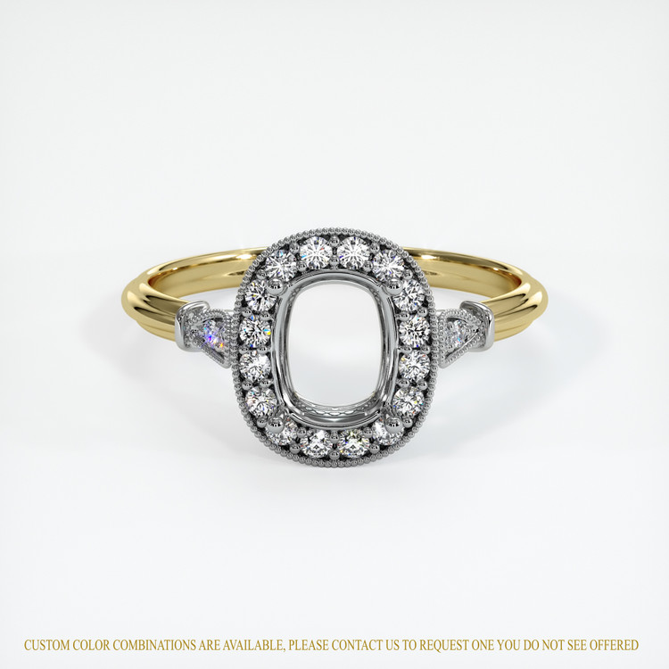18K White & Yellow Antique Style Ring Setting