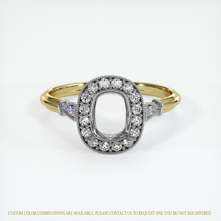 18K White & Yellow Antique Style Ring Setting
