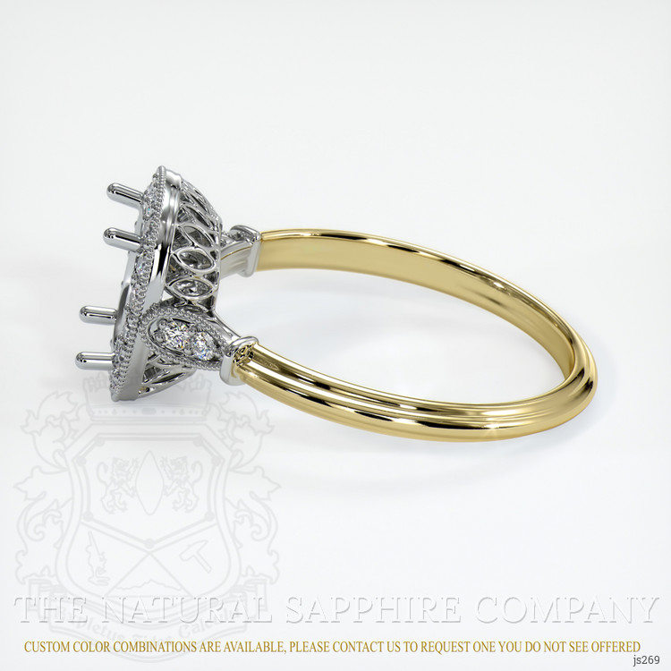 18K White & Yellow Antique Style Ring Setting