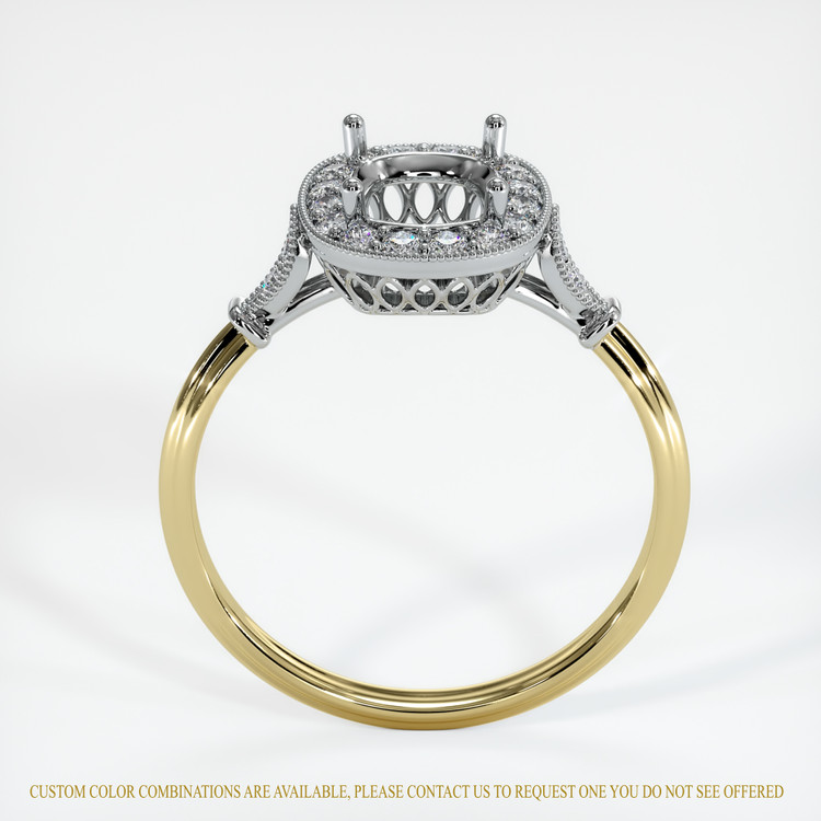 18K White & Yellow Antique Style Ring Setting