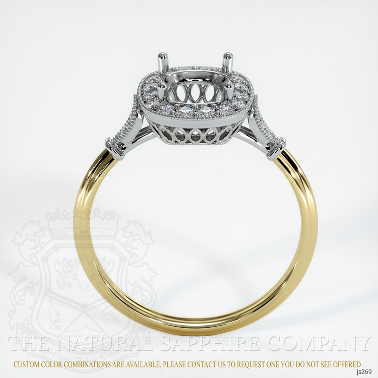 18K White & Yellow Antique Style Ring Setting