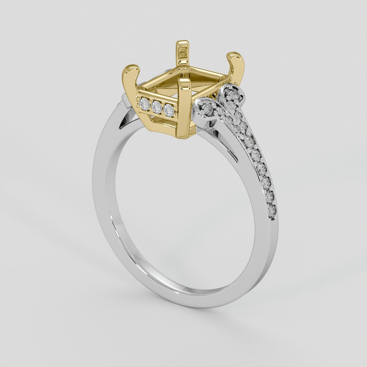 14K Yellow & White Antique Style Ring Setting