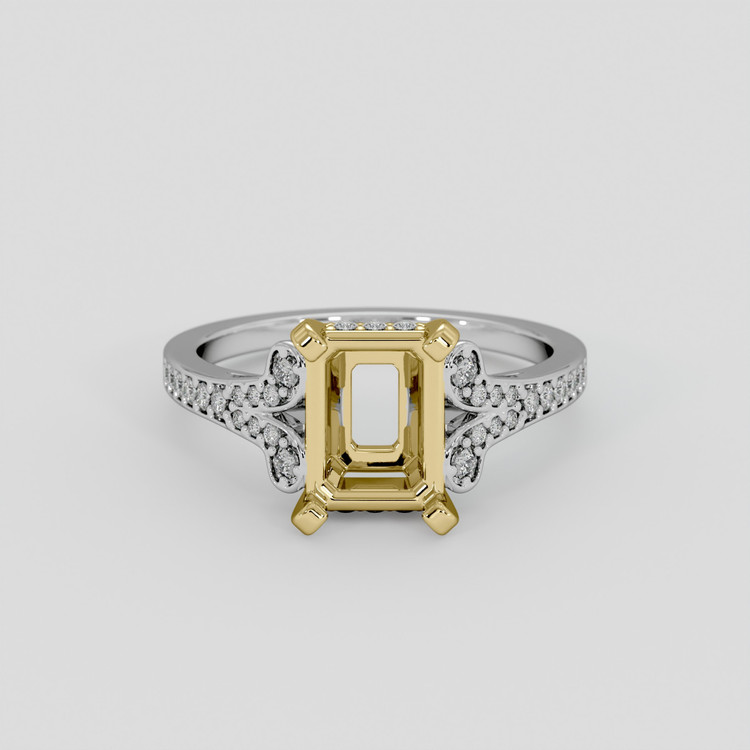 14K Yellow & White Antique Style Ring Setting