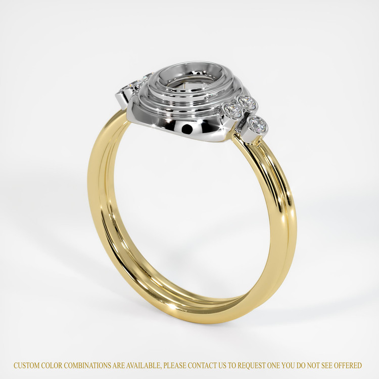 18K White & Yellow Antique Style Ring Setting