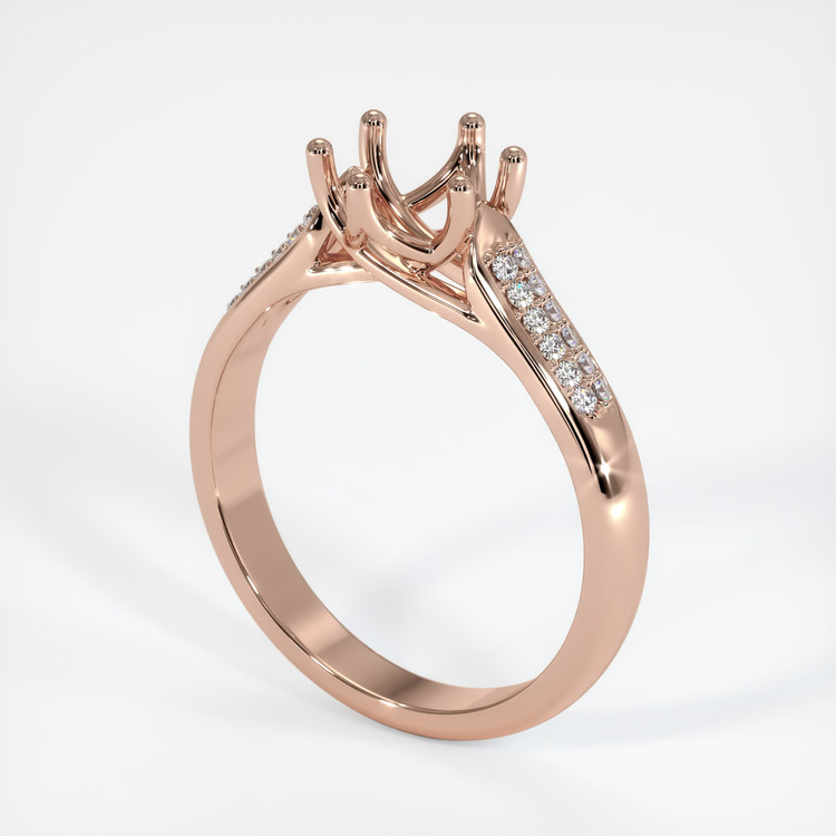 14K Rose Gold Pave Ring Setting