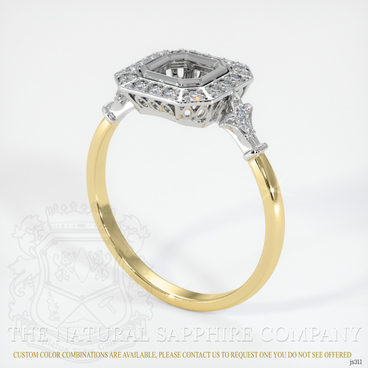 14K White & Yellow Antique Style Ring Setting