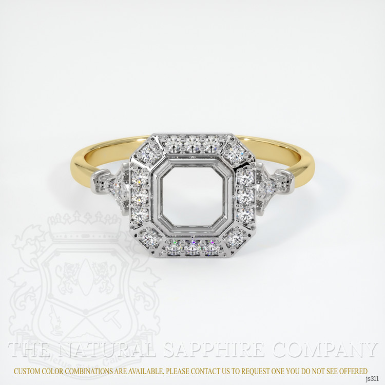 14K White & Yellow Antique Style Ring Setting