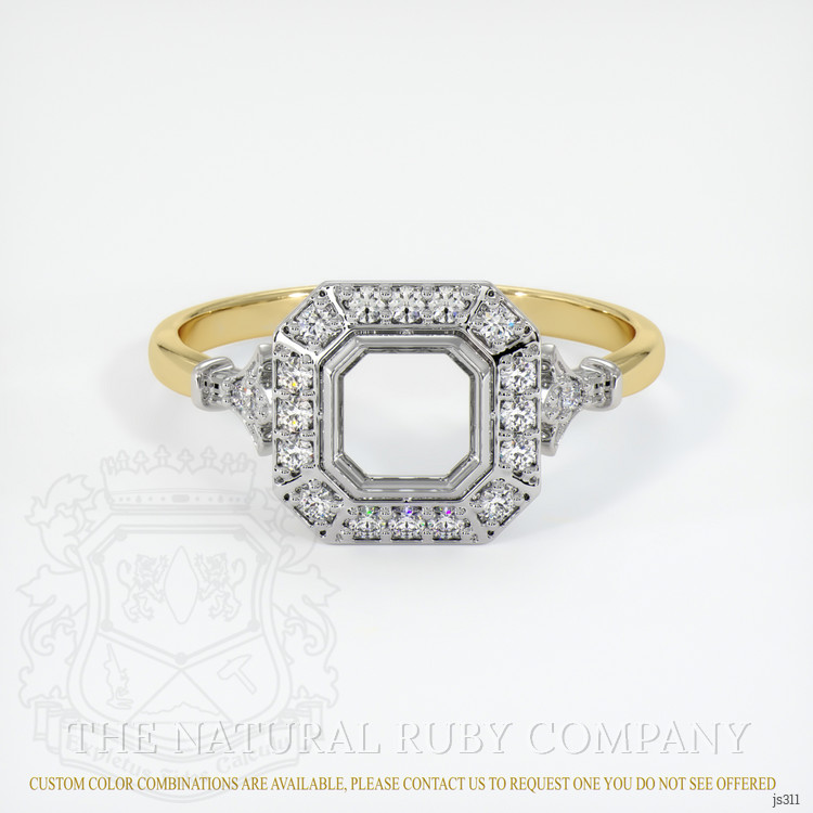 14K White & Yellow Antique Style Ring Setting