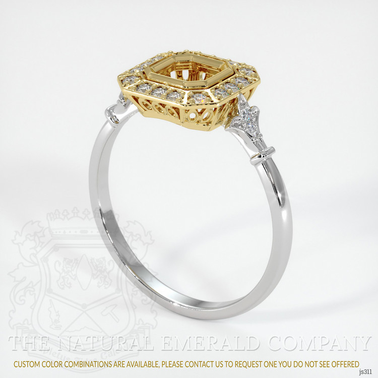 18K Yellow & White Antique Style Ring Setting