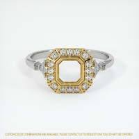 18K Yellow & White Antique Style Ring Setting Image