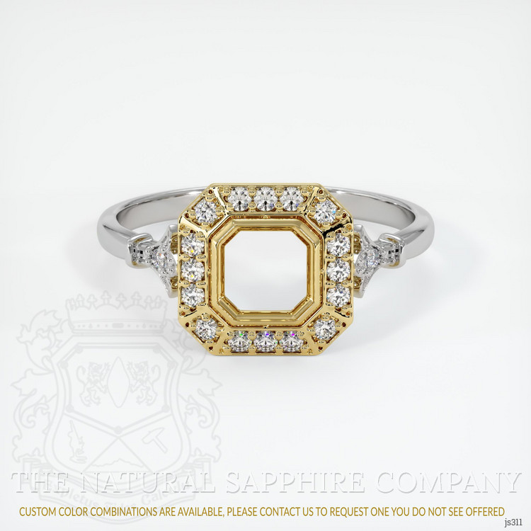 18K Yellow & White Antique Style Ring Setting