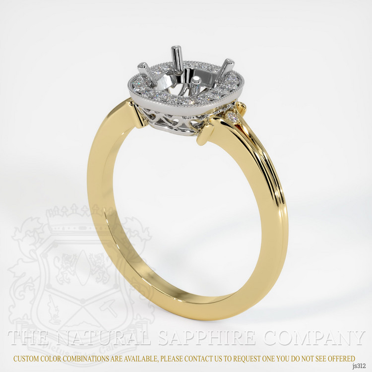 14K White & Yellow Antique Style Ring Setting