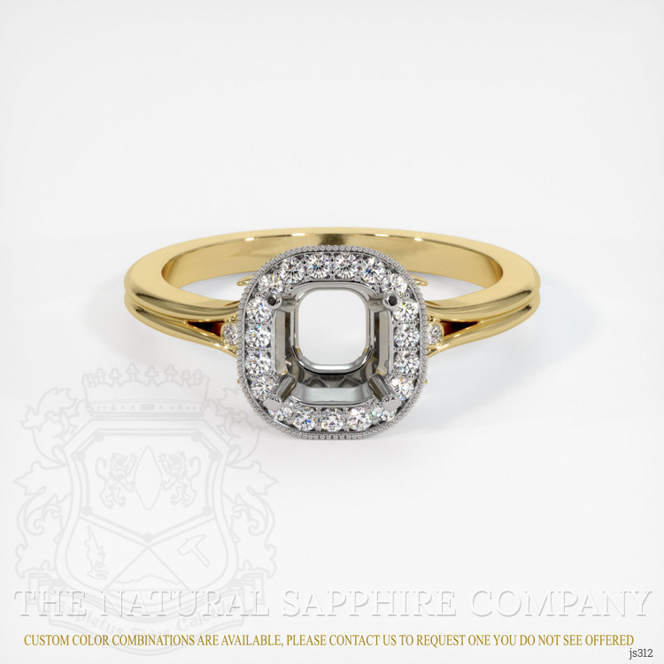 14K White & Yellow Antique Style Ring Setting