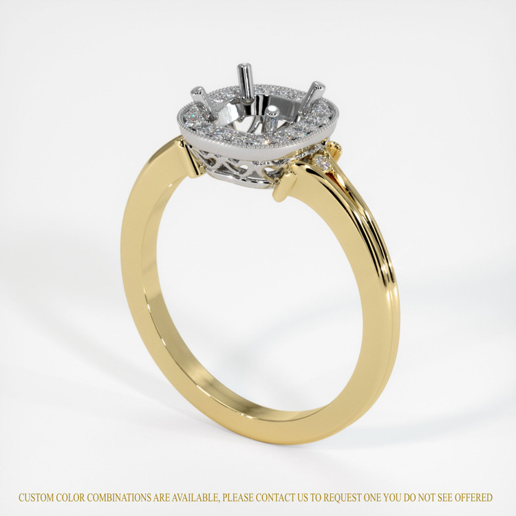 18K White & Yellow Antique Style Ring Setting