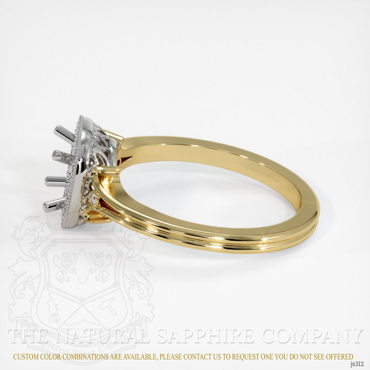 18K White & Yellow Antique Style Ring Setting