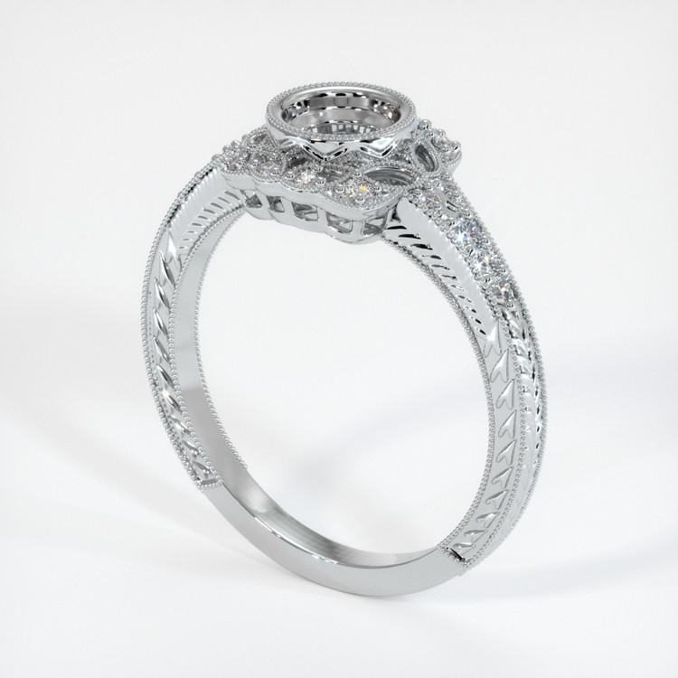 14K White Gold Antique Style Ring Setting